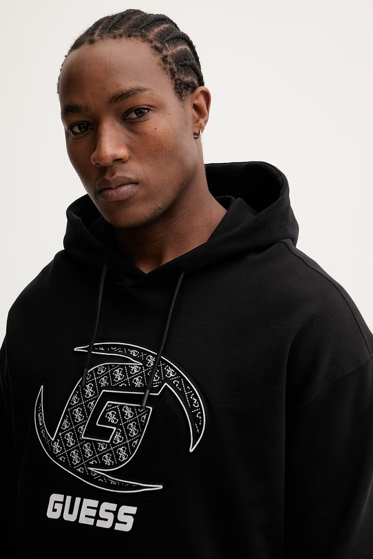 Βαμβακερή μπλούζα Guess KELE μαύρο Z6RQ05.K9YI1