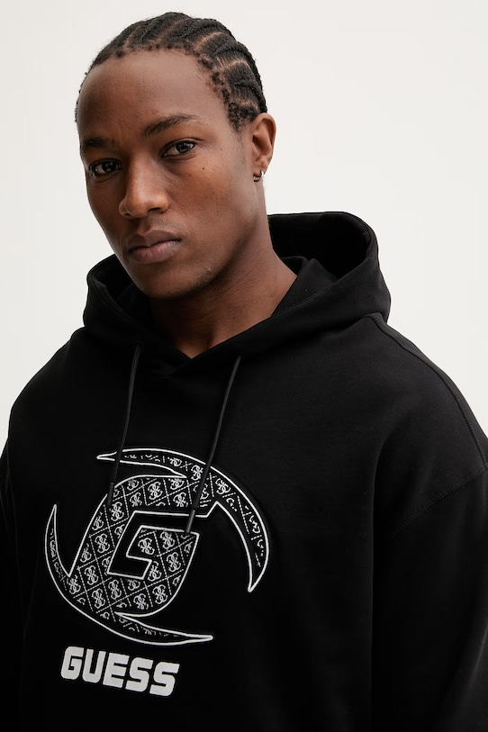 Βαμβακερή μπλούζα Guess KELE μαύρο Z6RQ05.K9YI1