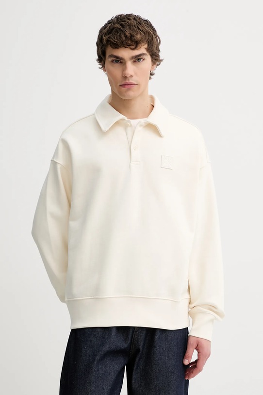 Calvin Klein bluza bawełniana aplikacja beżowy LV14LE202G