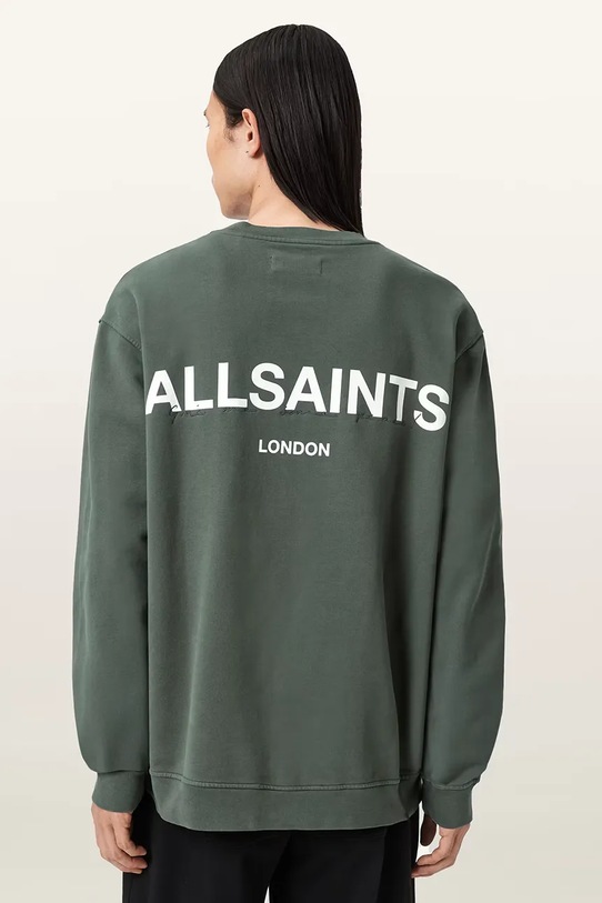 AllSaints bluza bawełniana M021ND zielony SS26