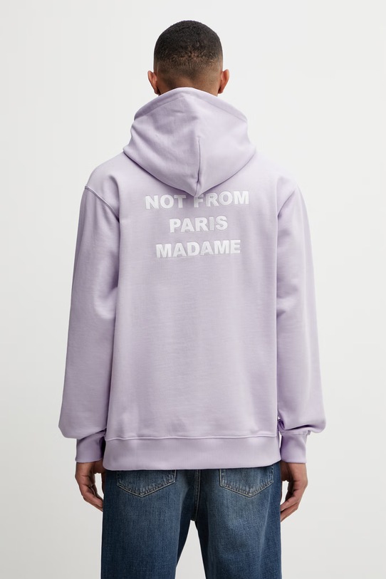 Odzież Drôle de Monsieur Le Hoodie Slogan bluza z kapturem bawełniana męska K.HO162.CO127.LAV fioletowy
