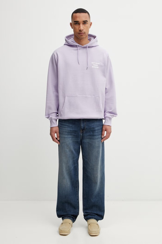 Drôle de Monsieur Le Hoodie Slogan bluza z kapturem bawełniana męska K.HO162.CO127.LAV fioletowy