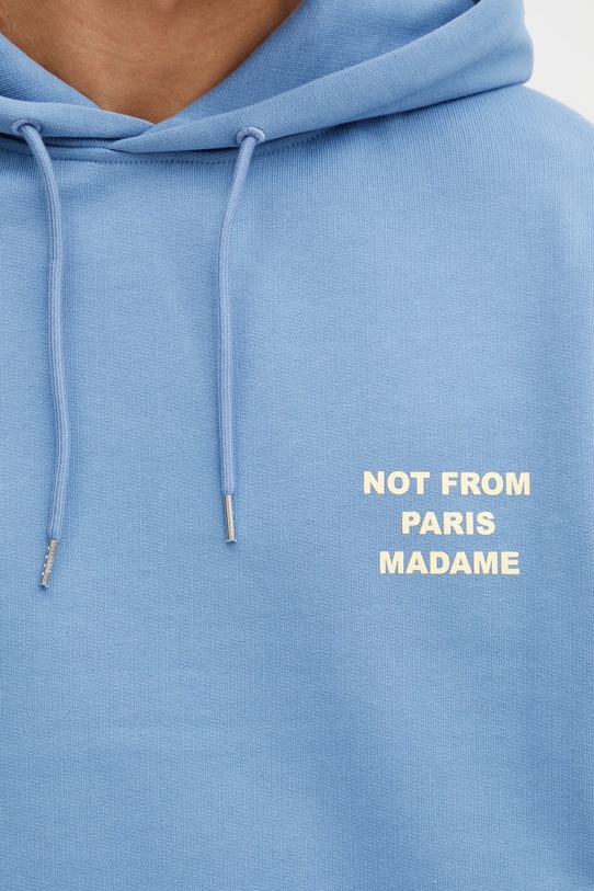 Drôle de Monsieur mikina s kapucí pánská bavlněná Le Hoodie Slogan modrá K.HO162.CO127.ATBL