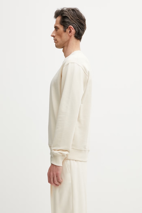 Drôle de Monsieur hanorac pentru bărbați, din bumbac Le Sweatshirt Slogan Classique K.SW148.CO127.SD bej SS26