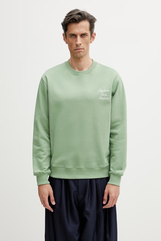 Odzież Drôle de Monsieur Slogan Calligraphy bluza bawełniana męska K.SW157.CO127.LGN zielony