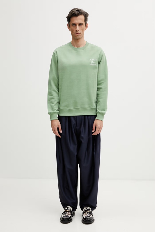 Drôle de Monsieur Slogan Calligraphy bluza bawełniana męska K.SW157.CO127.LGN zielony