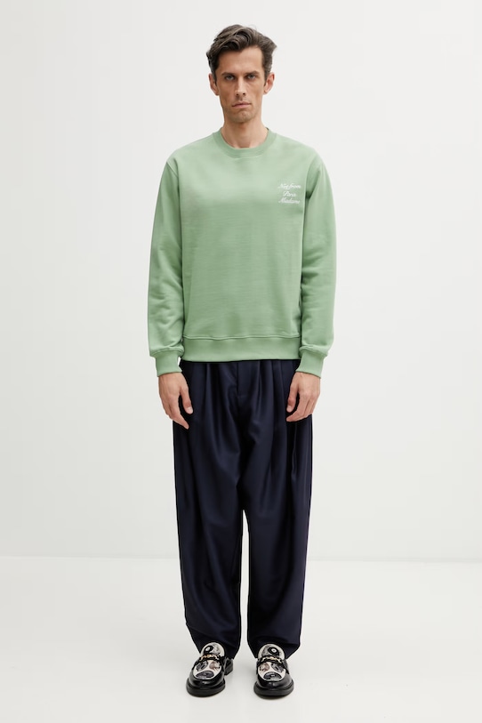 Drôle de Monsieur Slogan Calligraphy bluza bawełniana męska K.SW157.CO127.LGN zielony