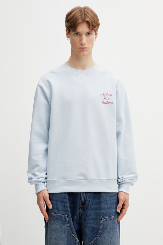 Одяг Drôle de Monsieur Slogan Calligraphy кофта бавовняна чоловіча K.SW157.CO127.LBE блакитний