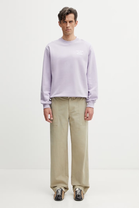 Drôle de Monsieur Le Sweatshirt Slogan bluza męska bawełniana K.SW149.CO127.LAV fioletowy