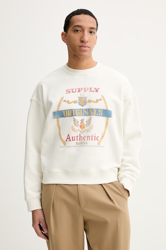 Guess Originals bluza bawełniana nadruk beżowy M6RQ34.KCPR1