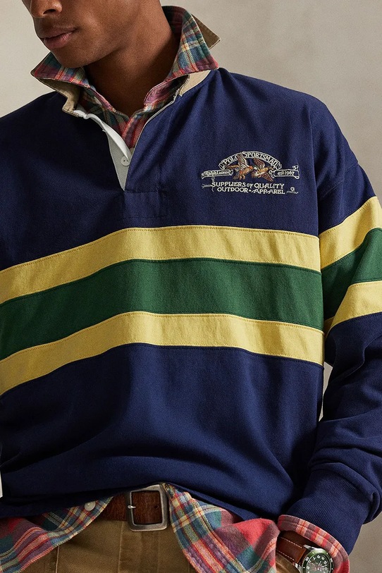 Βαμβακερή μπλούζα Polo Ralph Lauren σκούρο μπλε 710P04969