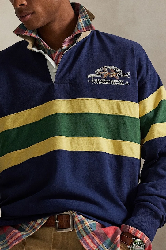 Βαμβακερή μπλούζα Polo Ralph Lauren σκούρο μπλε 710P04969