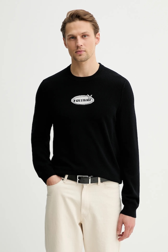 ZADIG&VOLTAIRE sweter wełniany okrągły czarny KMSW01814