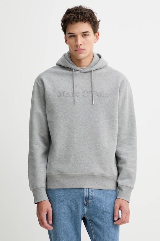 Бавовняна кофта Marc O'Polo з капюшоном сірий 620400754002