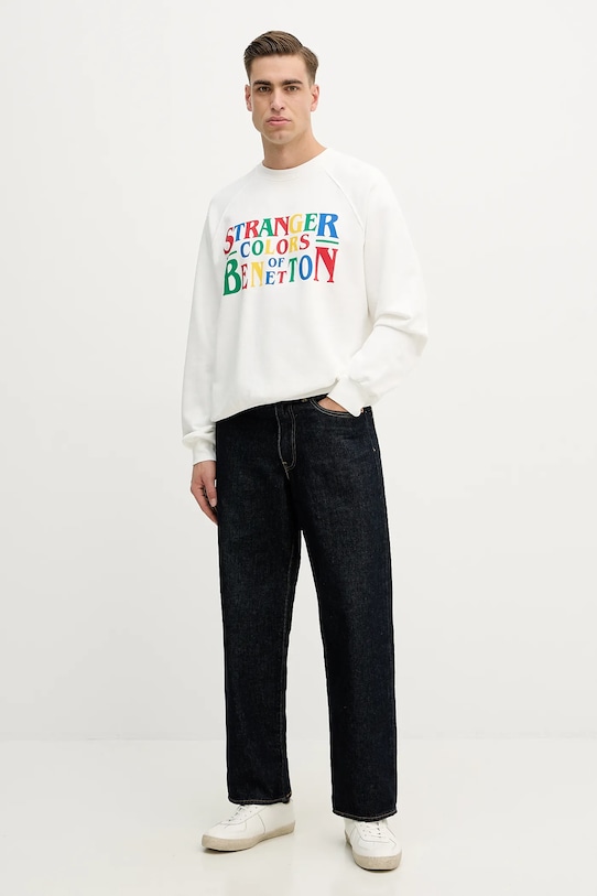 United Colors of Benetton bluza bawełniana x Stranger Things 38JZU10B9 biały SS26