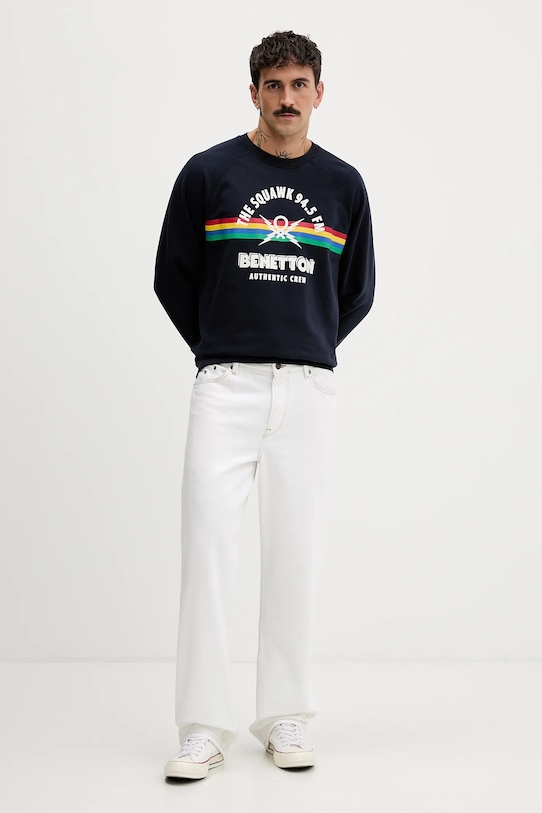 United Colors of Benetton bluza bawełniana x Stranger Things 38JZU10B9 granatowy SS26