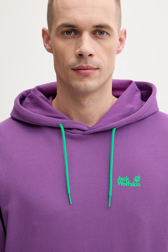 Jack Wolfskin bluza sportowa męska bawełniana Celebrate The Paw A65904 fioletowy