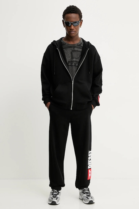 Diesel bluza bawełniana S-BOXT-ZIP-HOOD-DIV A20022.0GEAD czarny SS26