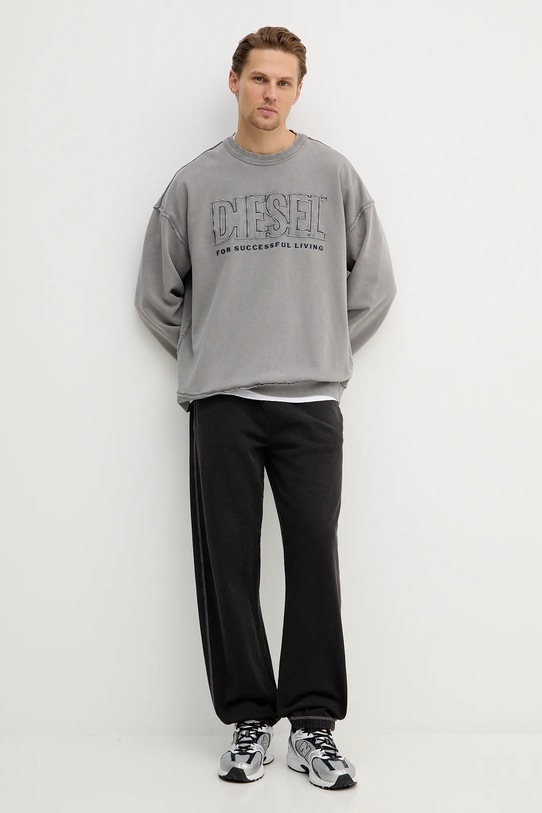 Diesel bluza bawełniana S-BOXT-RAW-V1 A20463.0KMAG szary SS26