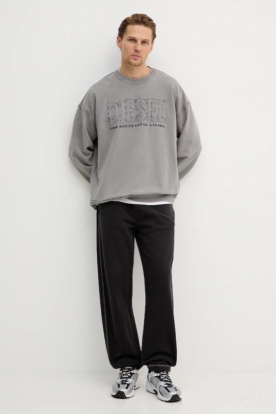 Diesel bluza bawełniana S-BOXT-RAW-V1 A20463.0KMAG szary SS26