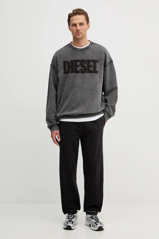 Diesel bluza bawełniana S-BOXT-RAW-V1 A20463.0KMAG szary SS26