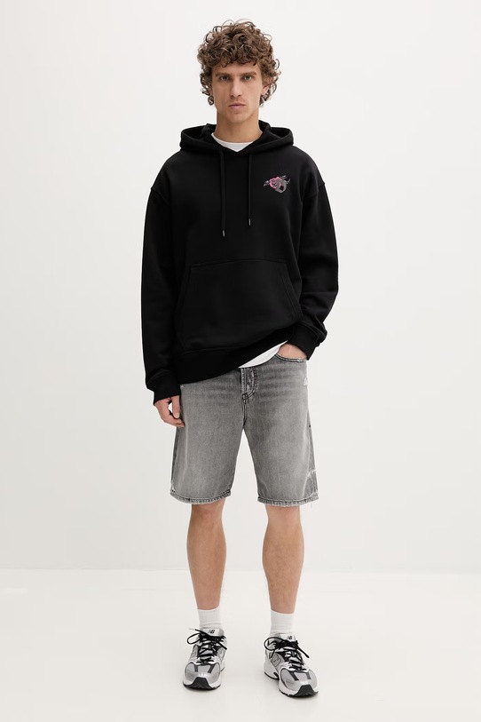 Diesel bluza z kapturem męska bawełniana S-MACS-HOOD-V1 A22499.0NSEX czarny SS26