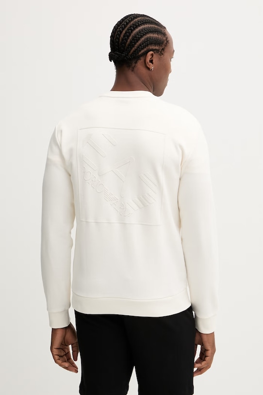 Βαμβακερή μπλούζα EA7 Emporio Armani χωρίς κουκούλα μπεζ AF17787.7M001489