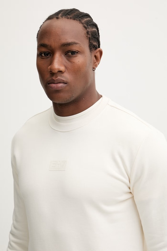 Βαμβακερή μπλούζα EA7 Emporio Armani μπεζ AF17787.7M001489