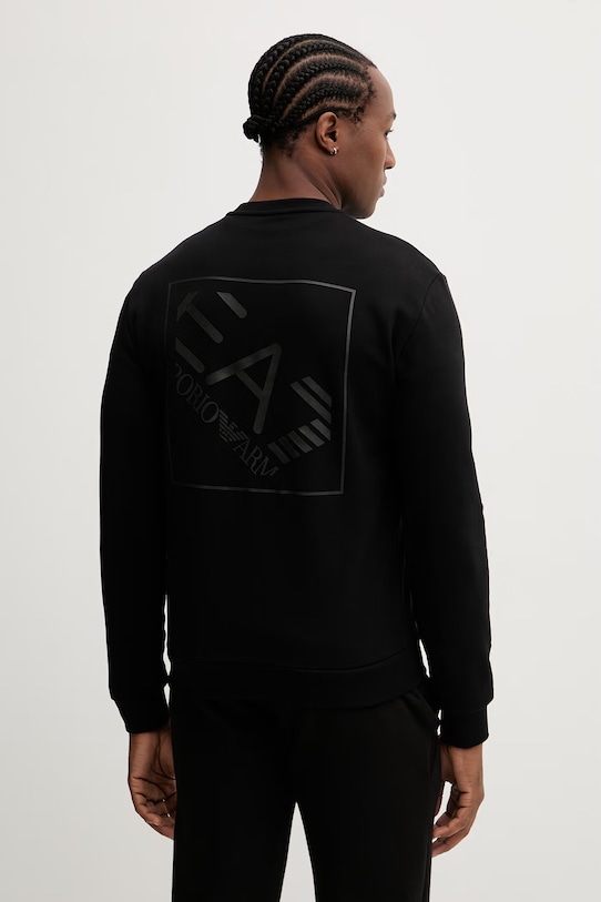 Βαμβακερή μπλούζα EA7 Emporio Armani χωρίς κουκούλα μαύρο AF17787.7M001489