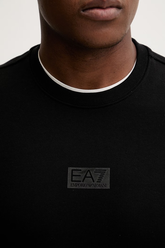 Βαμβακερή μπλούζα EA7 Emporio Armani AF17787.7M001489 μαύρο