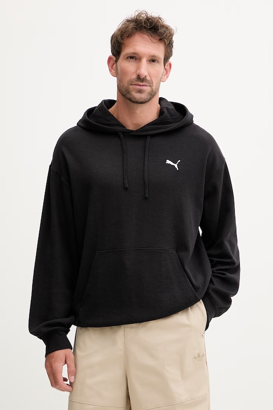 Puma bluza z kapturem męska z bawełną Essentials Elevated czarny 692019