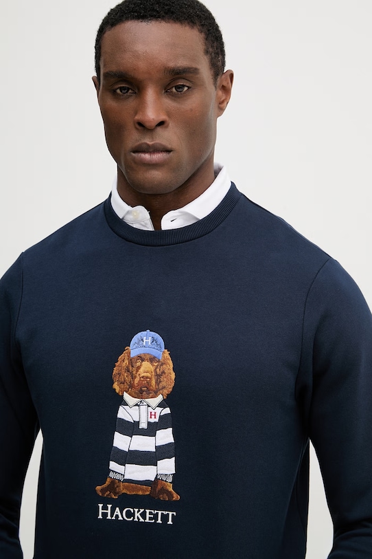 Bavlnená mikina Hackett London tmavomodrá HM5800093