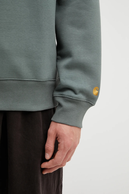 Βαμβακερή μπλούζα Carhartt WIP Chase Sweat πράσινο I033660.3H4XX