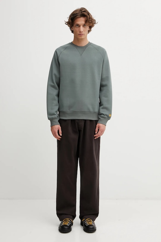 Βαμβακερή μπλούζα Carhartt WIP Chase Sweat I033660.3H4XX πράσινο