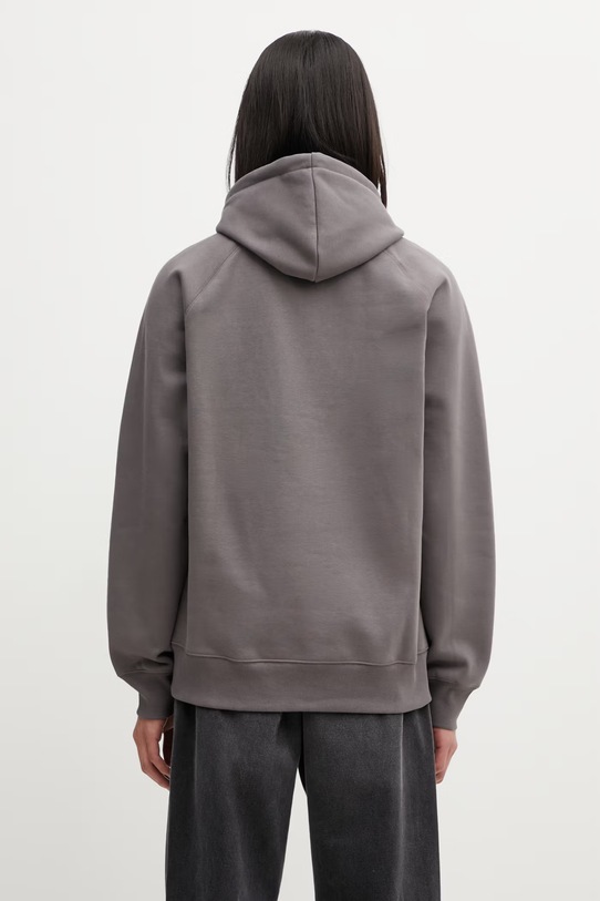 Odzież Carhartt WIP Hooded Chase Sweat bluza z kapturem z bawełną męska I033661.3H5XX szary