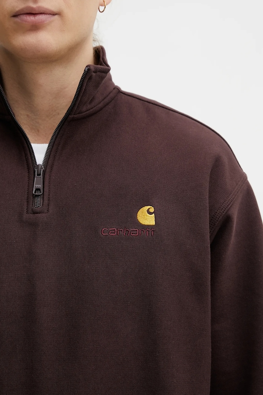 Carhartt WIP bluza Half Zip American Script Sweat brązowy I027014.33HXX