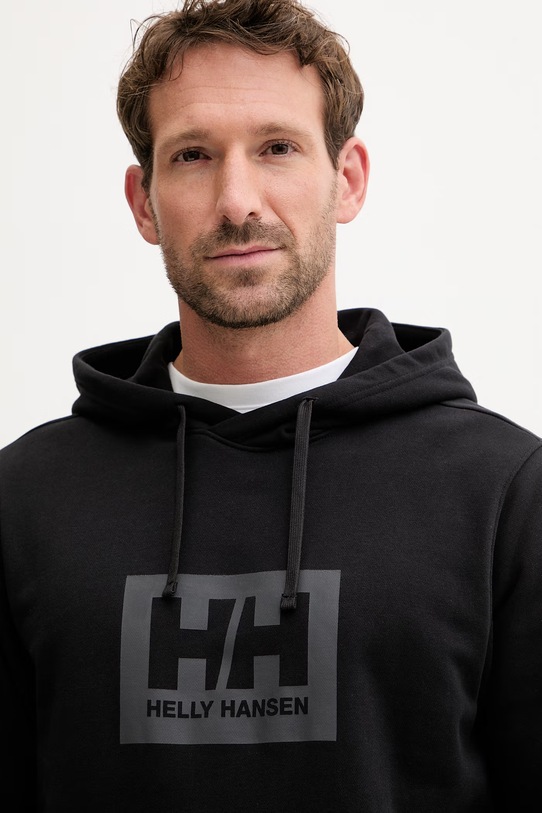 Helly Hansen bluza z kapturem męska bawełniana HH BOX czarny 54526