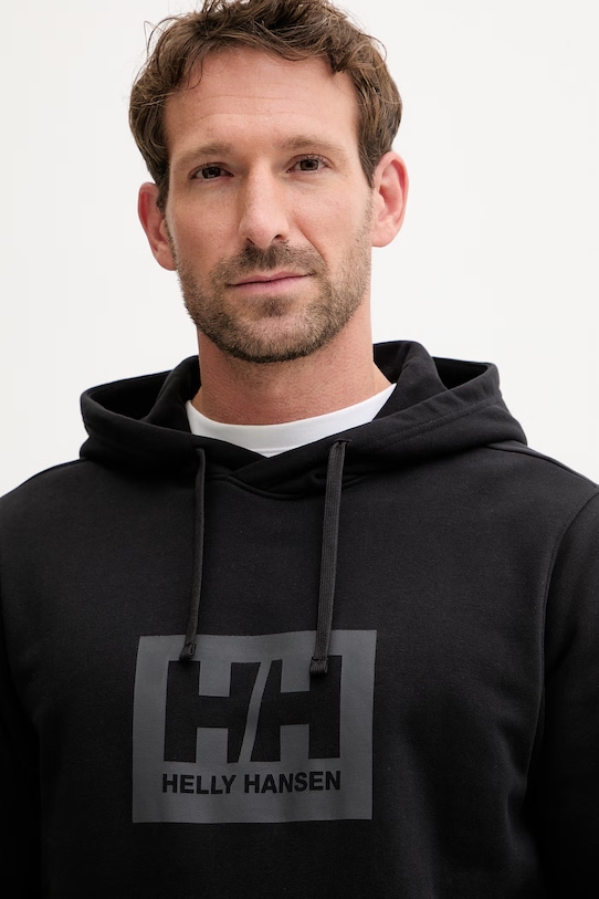 Helly Hansen bluza z kapturem męska bawełniana HH BOX czarny 54526