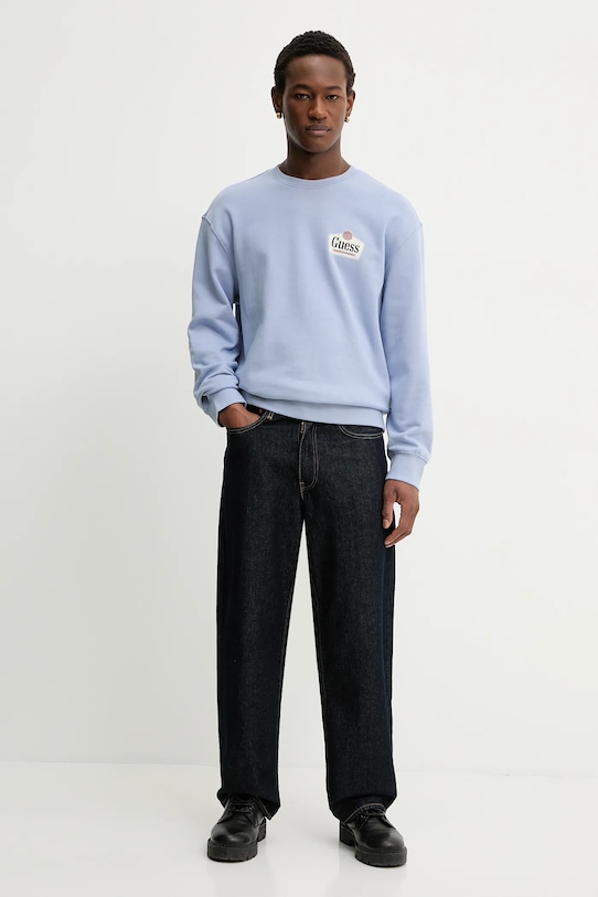 Памучен суичър Guess Jeans M6RQ21.KCPR1 син SS26