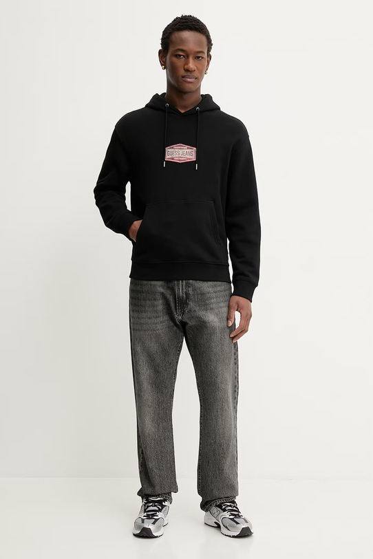 Guess Jeans pamut melegítőfelső M6RQ25.KCPR1 fekete SS26