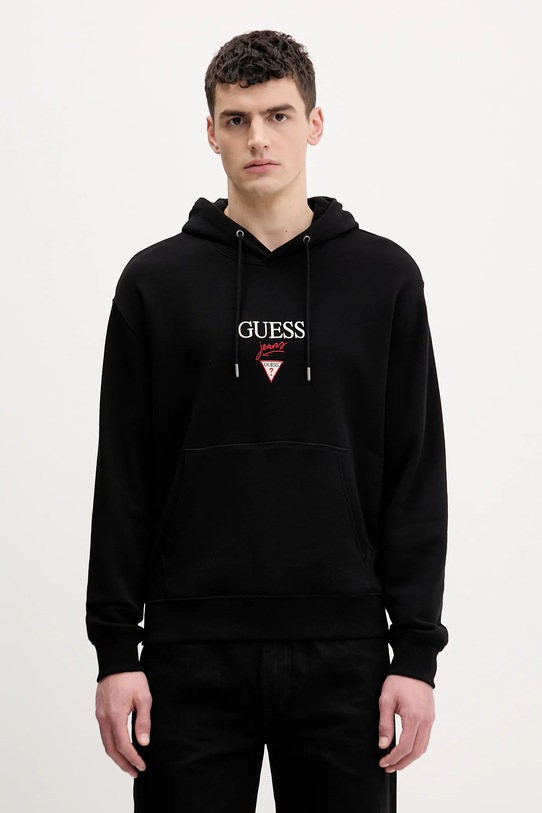 Guess Jeans bluza bawełniana z kapturem czarny M6RQ26.KCPR1
