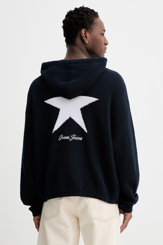 Guess Jeans pamut pulóver pamut sötétkék M6RR10.Z3HM1