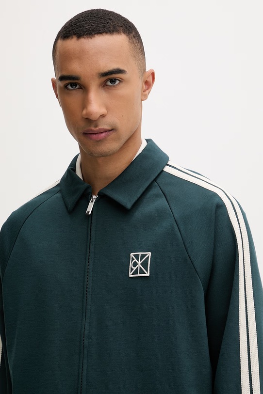 Calvin Klein hanorac cu fermoar bărbătesc cu modal verde LV04LF233G