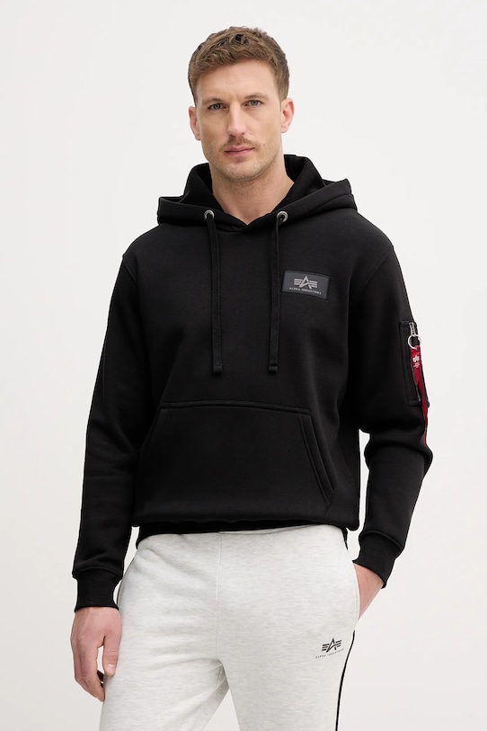 Odzież Alpha Industries bluza Backprint Hoodie Mirror Camo 178318MC czarny