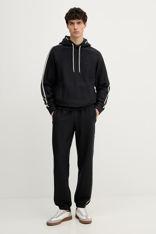 Emporio Armani bluza z kapturem męska z bawełną EM005199.AF24209 granatowy SS26