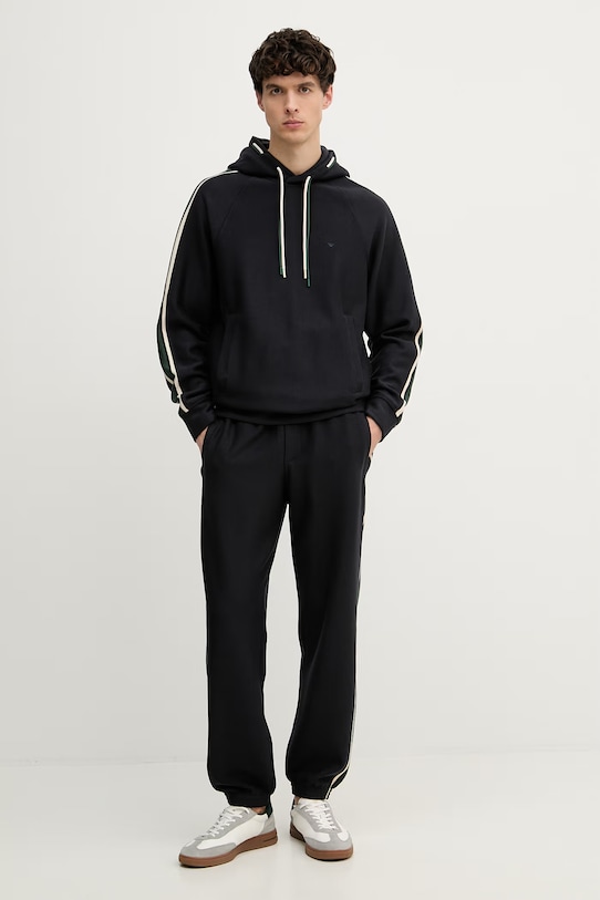 Emporio Armani bluza z kapturem męska z bawełną EM005199.AF24209 granatowy SS26