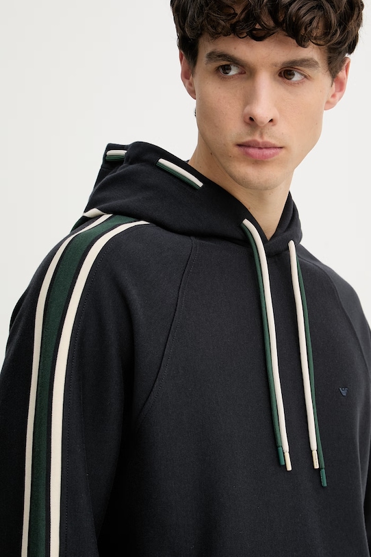 Emporio Armani bluza z kapturem męska z bawełną granatowy EM005199.AF24209