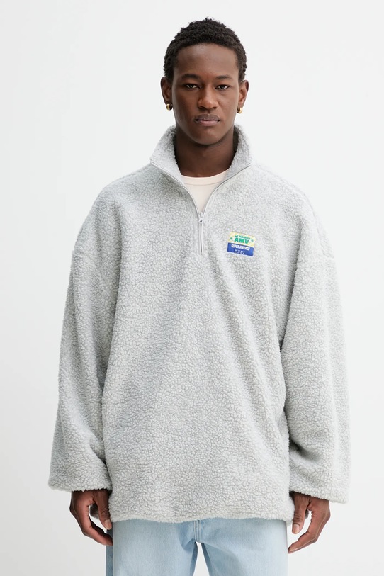 American Vintage bluza polarowa aplikacja szary MHOK03C