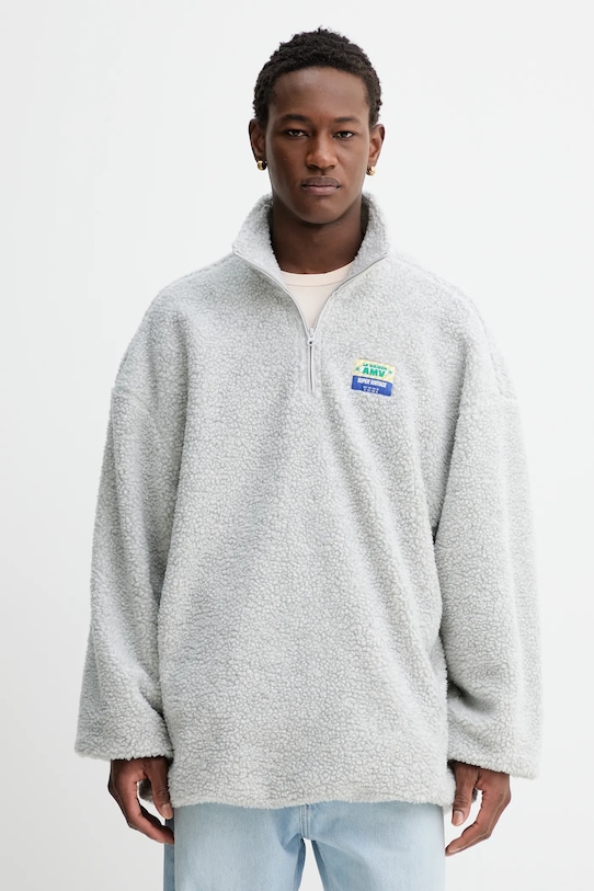 American Vintage bluza polarowa aplikacja szary MHOK03C