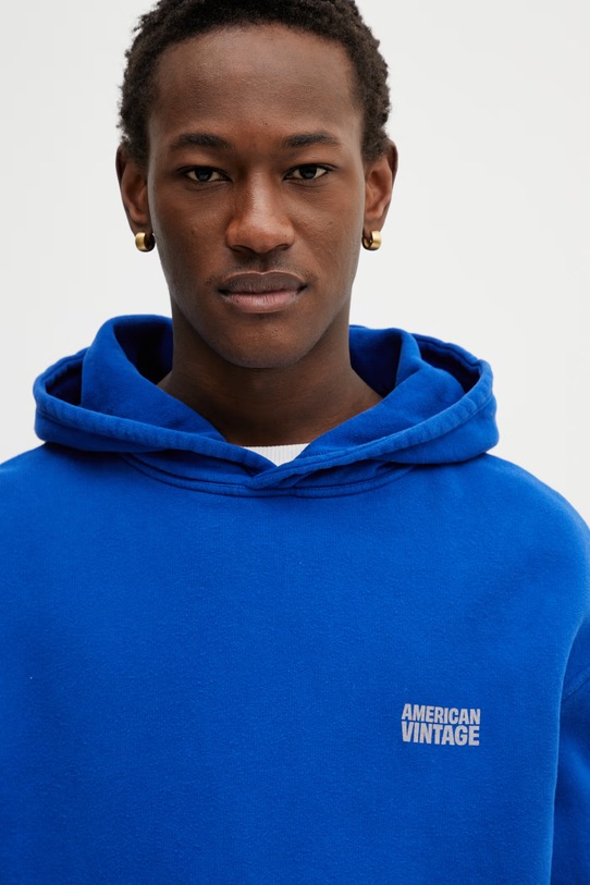 American Vintage bluza bawełniana niebieski MPLI03C
